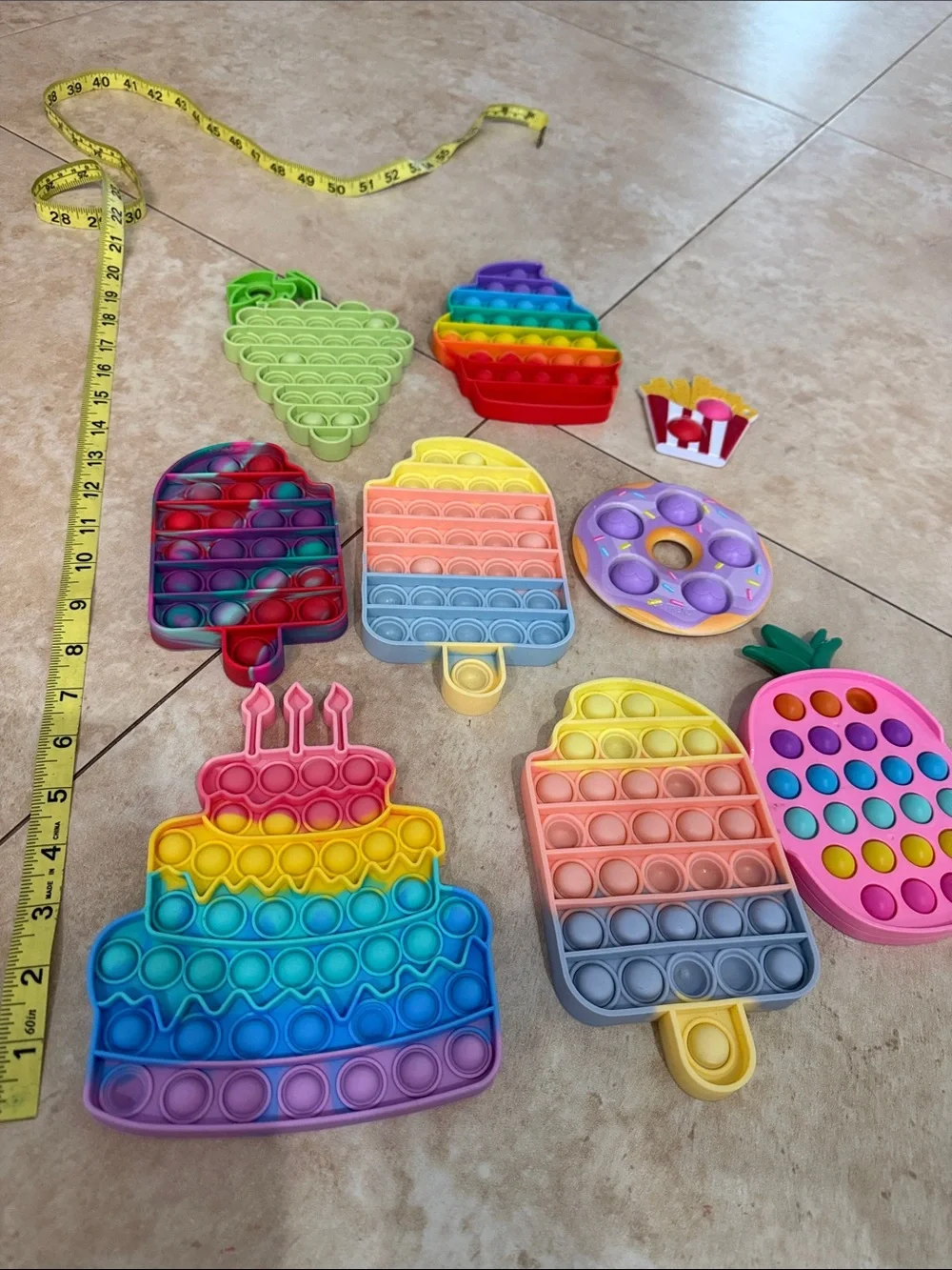 “Foodie” fidget pop it toys. 9 total